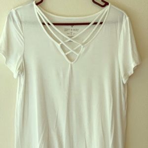 White Criss-Cross tee